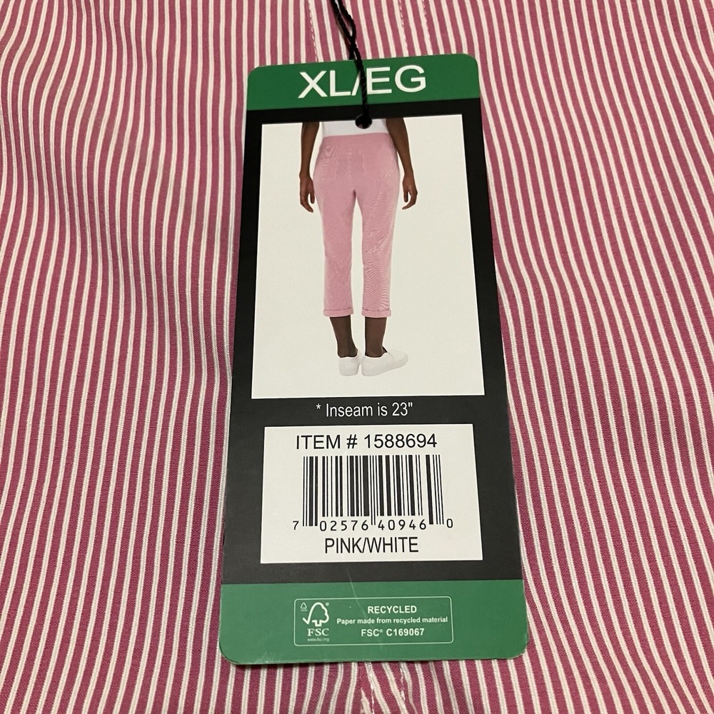 Mario Serrani Capri Adult XL Pink & White Striped Comfort Cuff Pants Womens